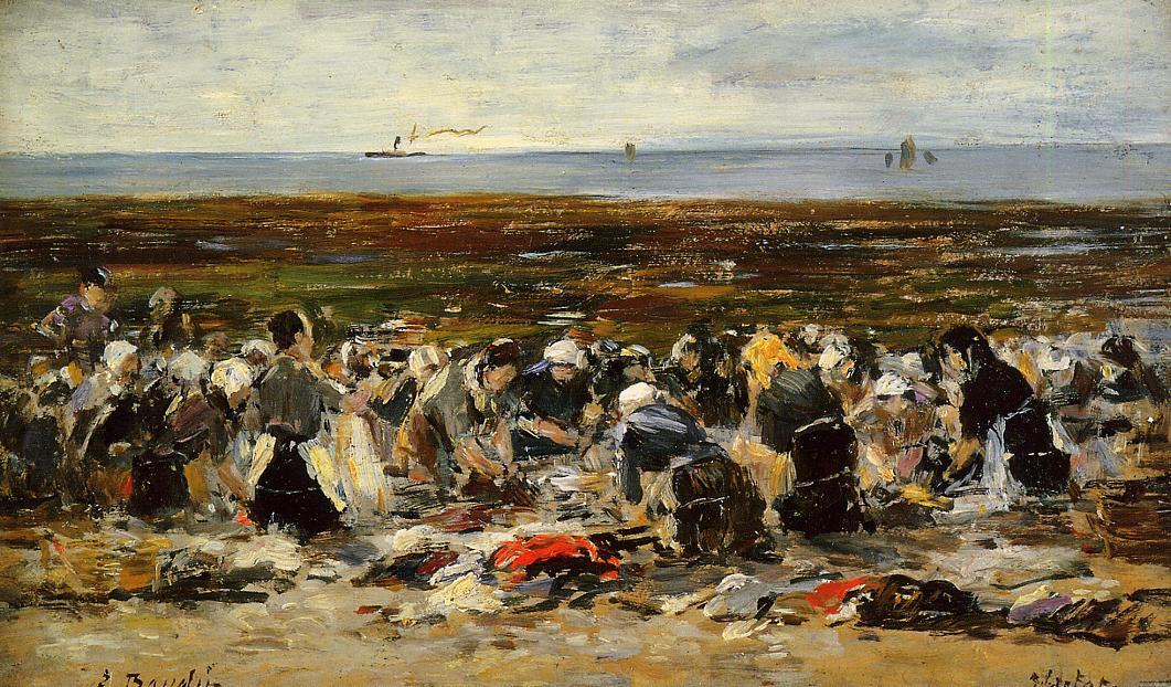 Etretat, Laundresses On The Beach, Low Tide — Eugène Louis Boudin