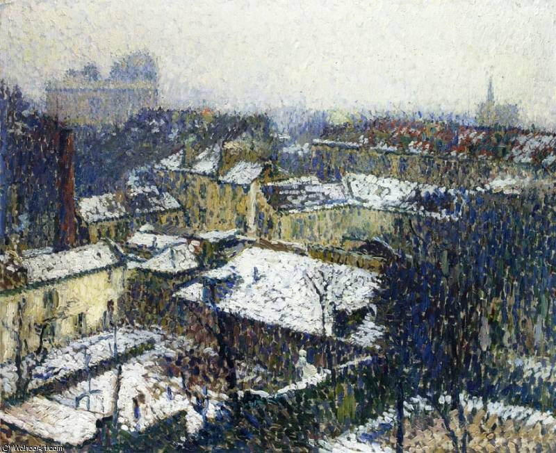 The Roofs Of Paris In The Snow The View From The Artists Studio — アンリ・ジャン・ギルーム・マルタン