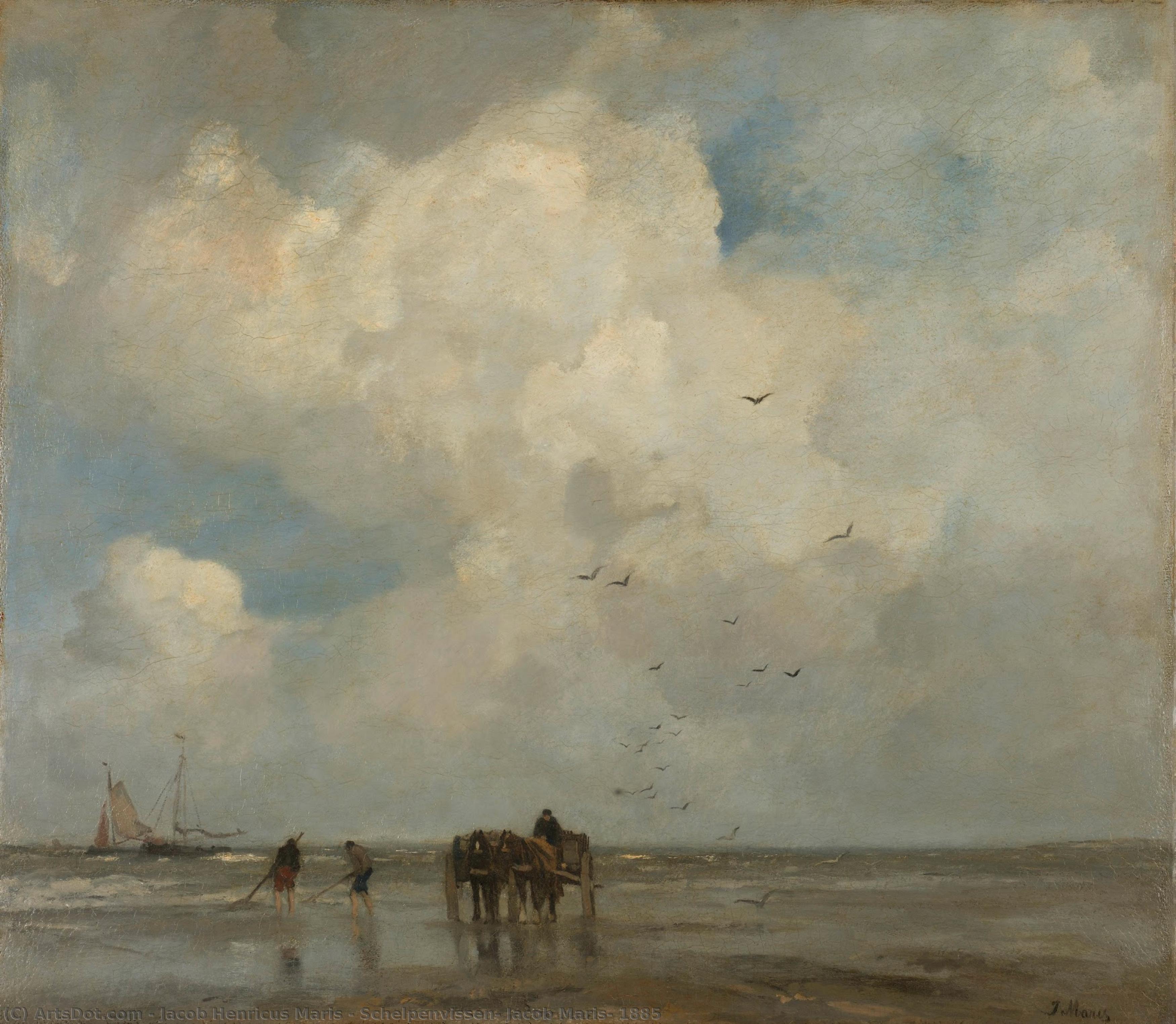 Schelpenvissen, Jacob Maris, 1885 — Jacob Henricus Maris