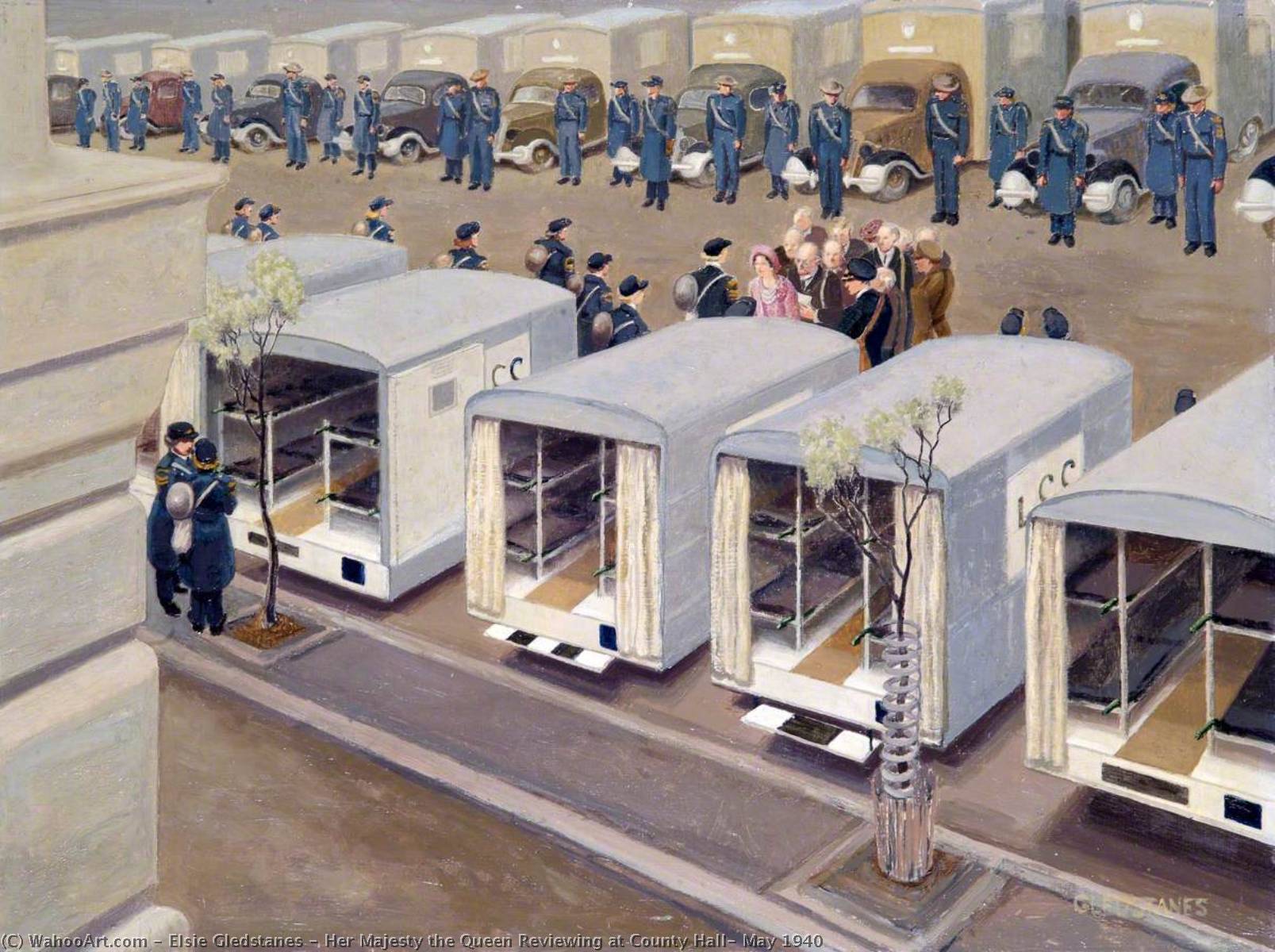 Her Majesty The Queen Reviewing At County Hall, May 1940 — Elsie Gledstanes
