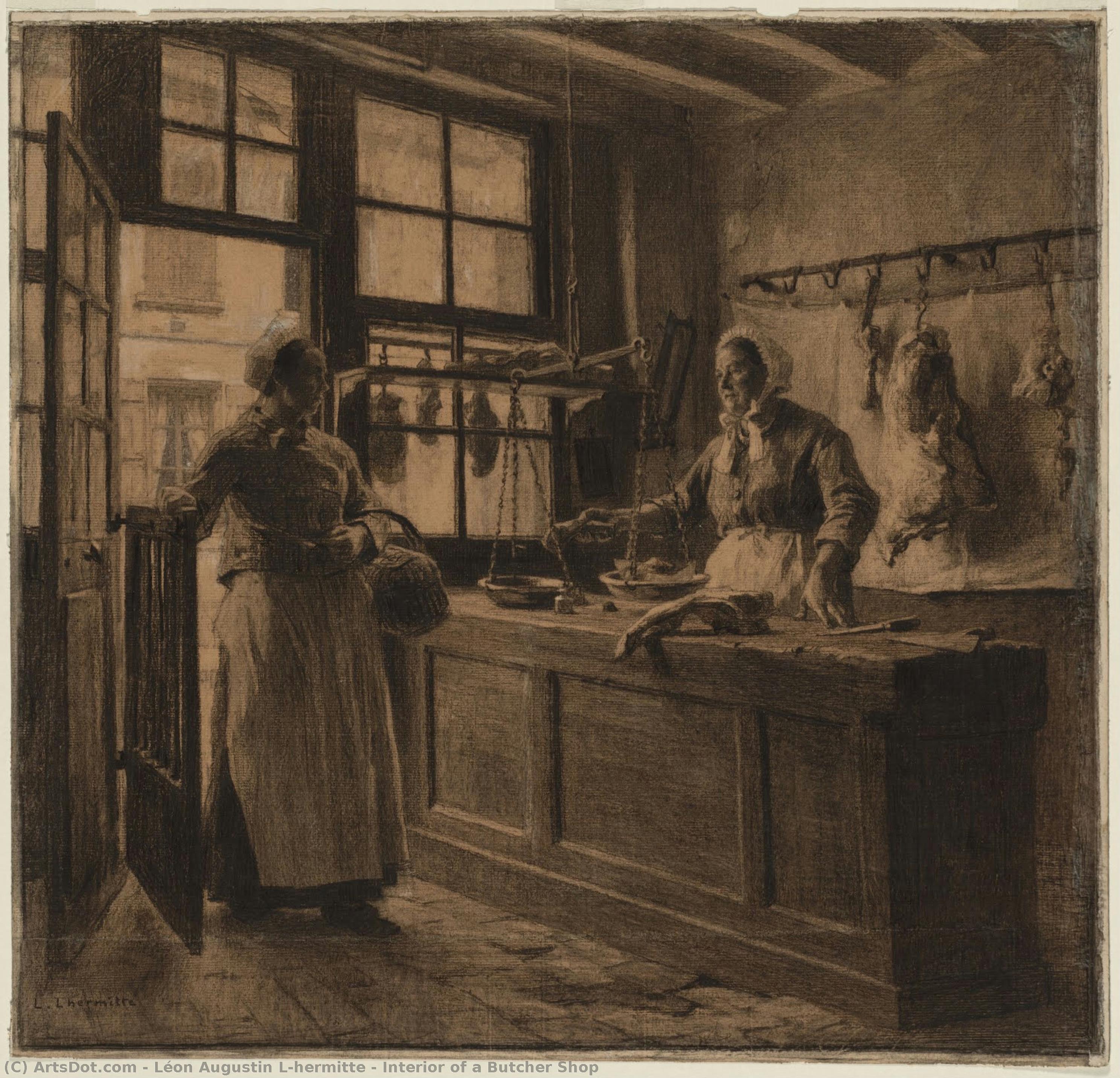 Interior Of A Butcher Shop — Léon Augustin L'hermitte