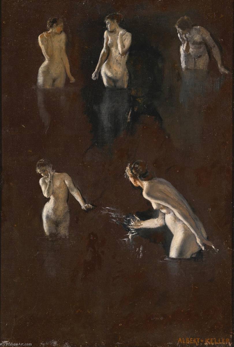 Study Of Five Female Nudes — Albert Von Keller