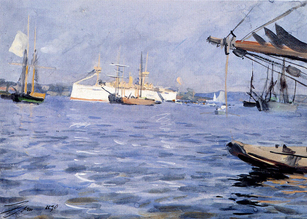 The Battleship Baltimore In Stockholm Harbor — Anders Leonard Zorn
