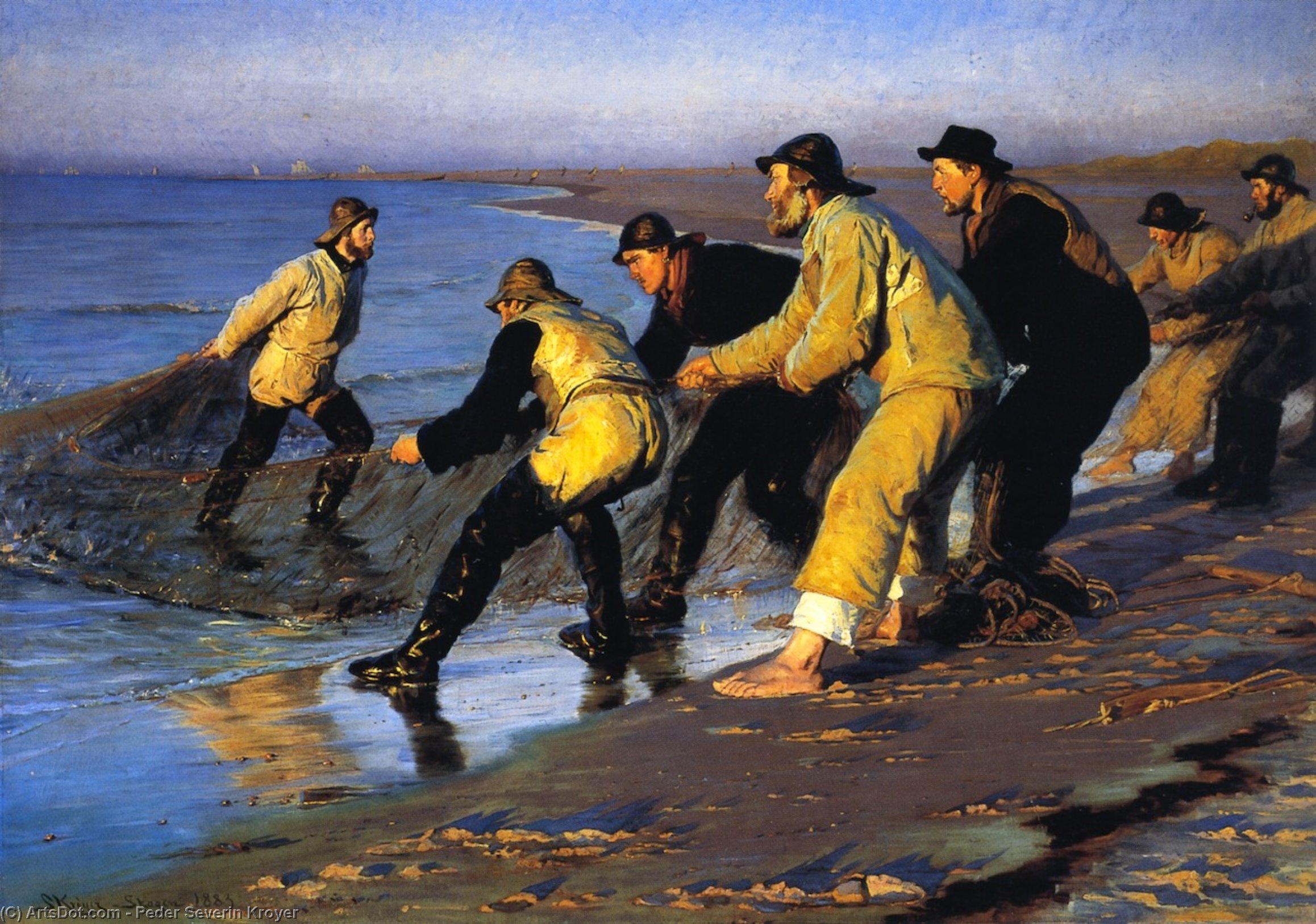 Fishermen Hauling The Net On Skagen's North Beach — Peder Severin Kroyer