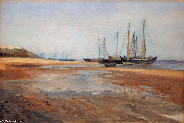 Cargo Ships On The Sands Of The Elbe — Jacob Gensler