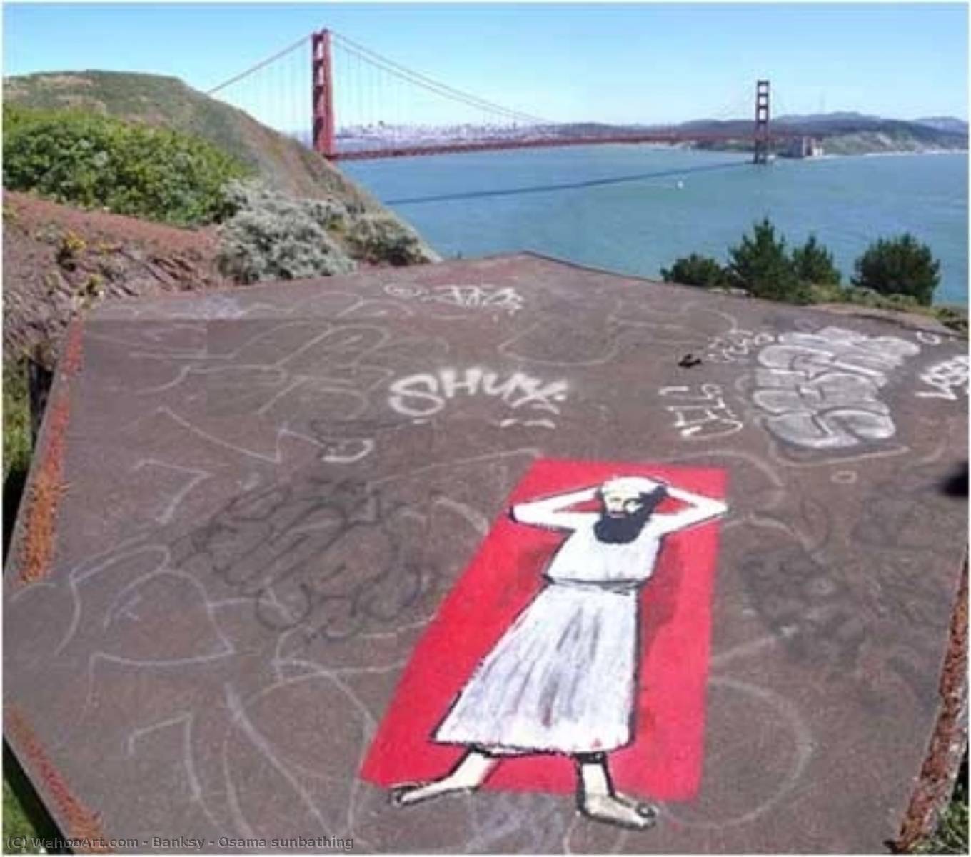 Osama Sunbathing — Banksy