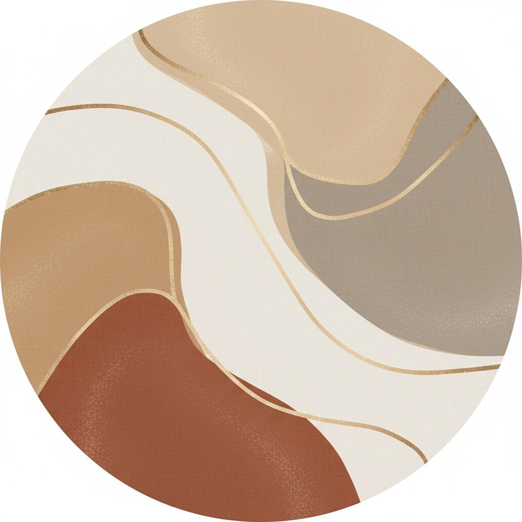 Ethereal Earth Tones: A Monolithic Tondo Of Sinuous Gold And Terracotta Flow — Laurent Fabre