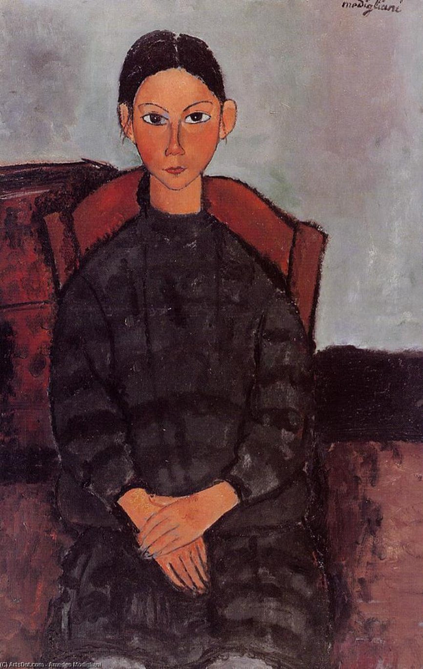 A Young Girl With A Black Overall — Amedeo Clemente Modigliani
