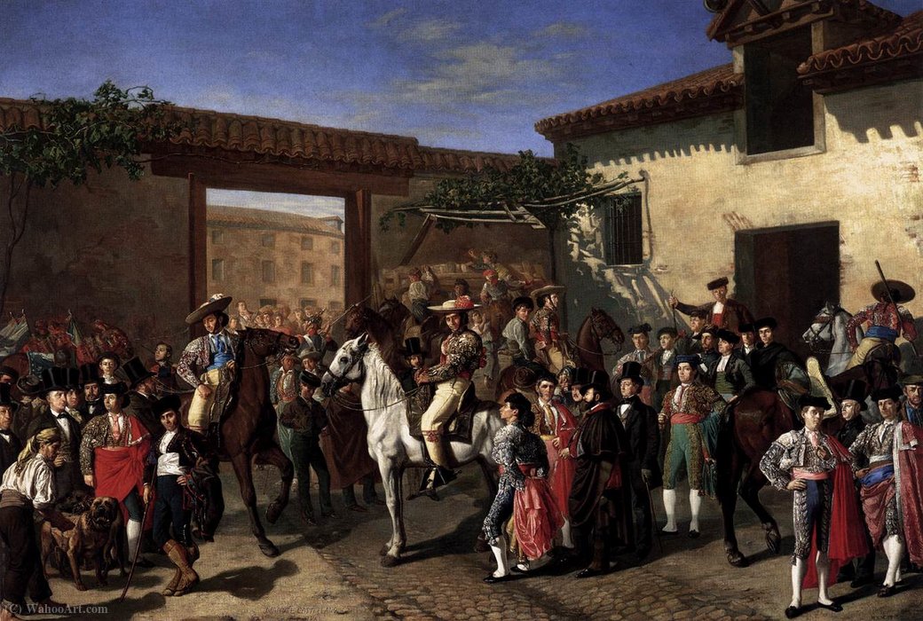 Horses In A Courtyard By The Bullring Before The Bullfight, Madrid — Manuel Castellano