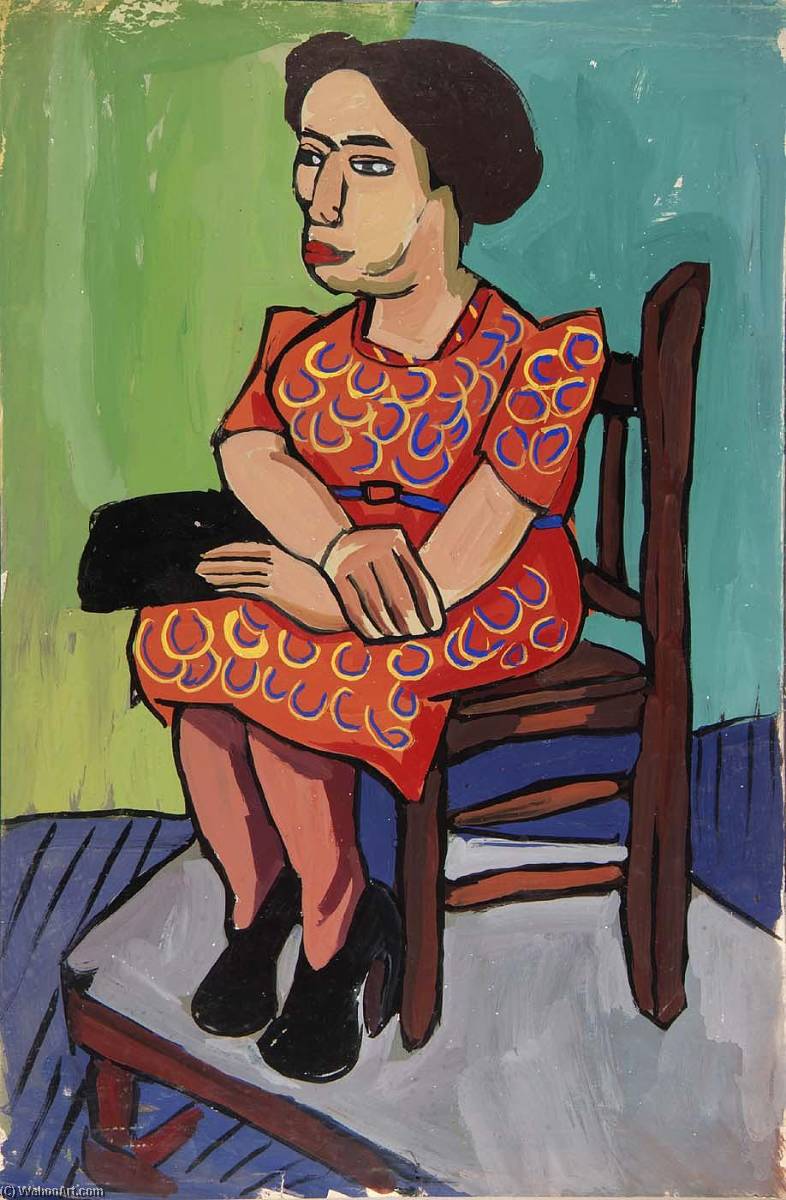 Seated Woman In Orange Print Dress — William H. Johnson