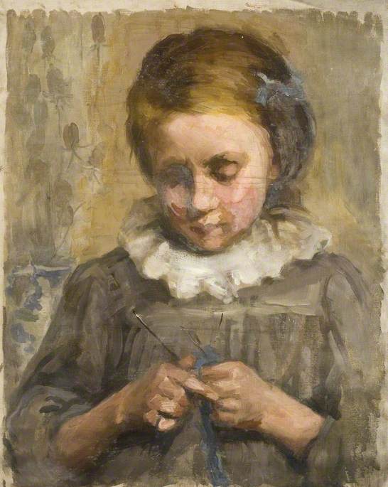 A Study Of A Girl Knitting — Kate Ethel Cowderoy