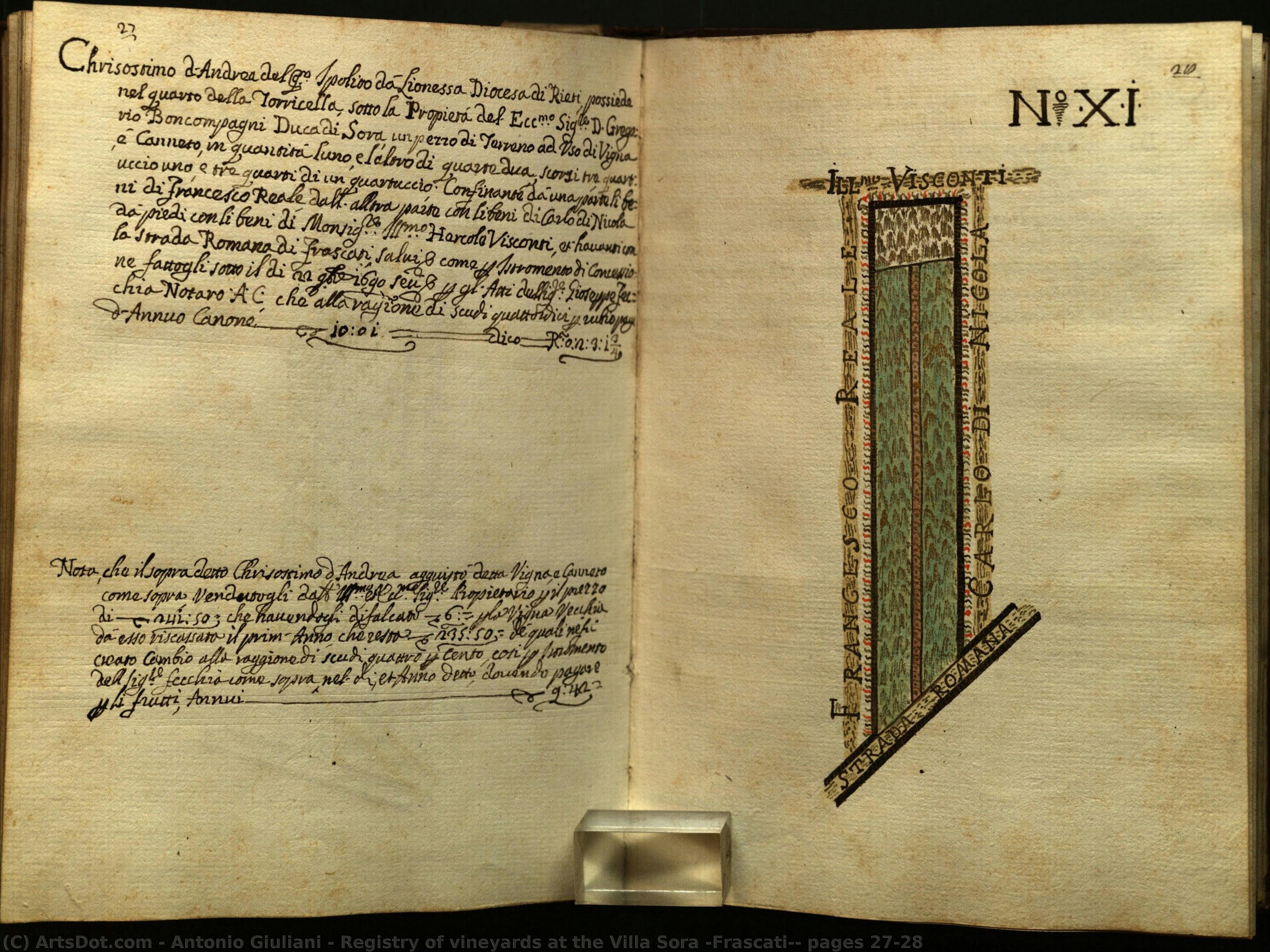 Registry Of Vineyards At The Villa Sora (frascati): Pages 27-28 — Antonio Giuliani