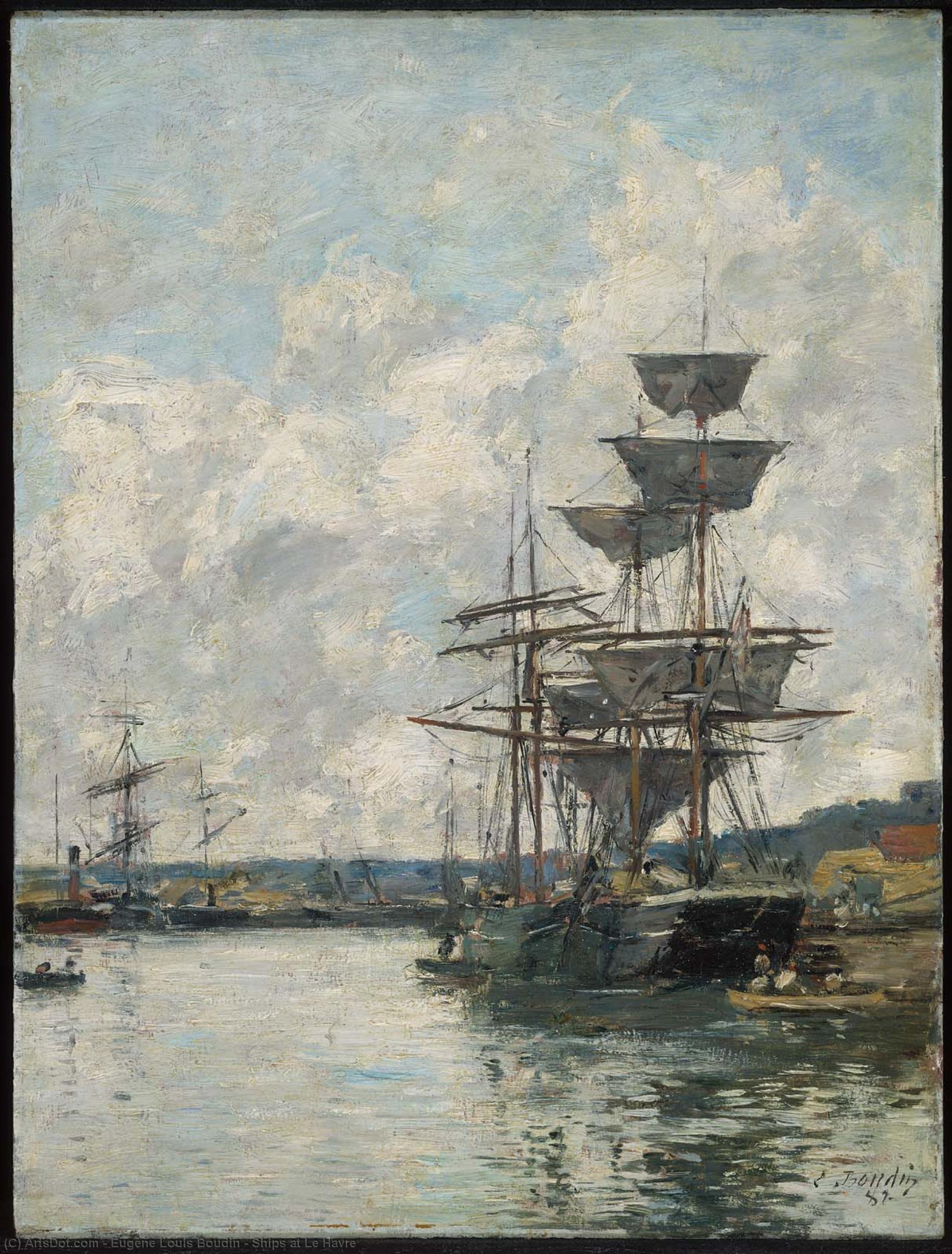 Ships At Le Havre — Eugène Louis Boudin