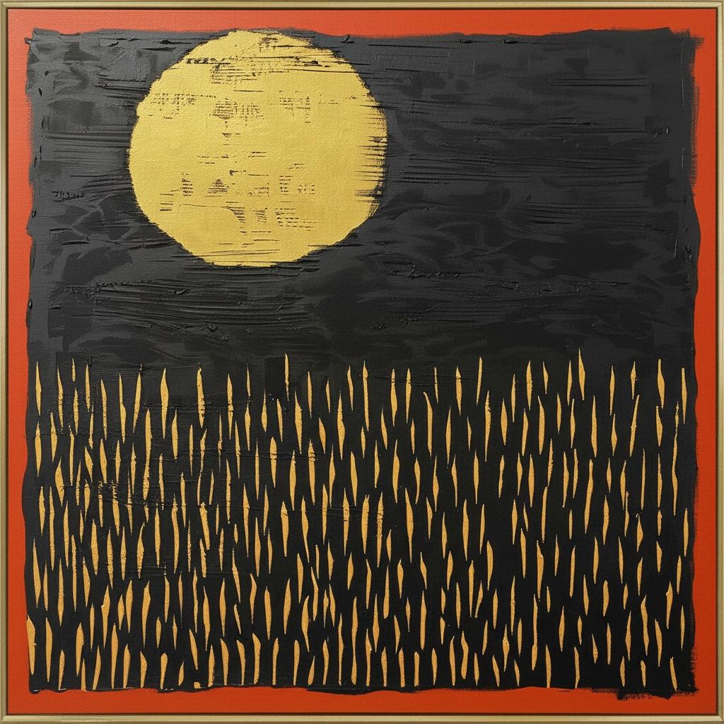 Golden Solstice Over A Rhythmic Field Of Obsidian Shadows And Amber Light — Laurent Fabre