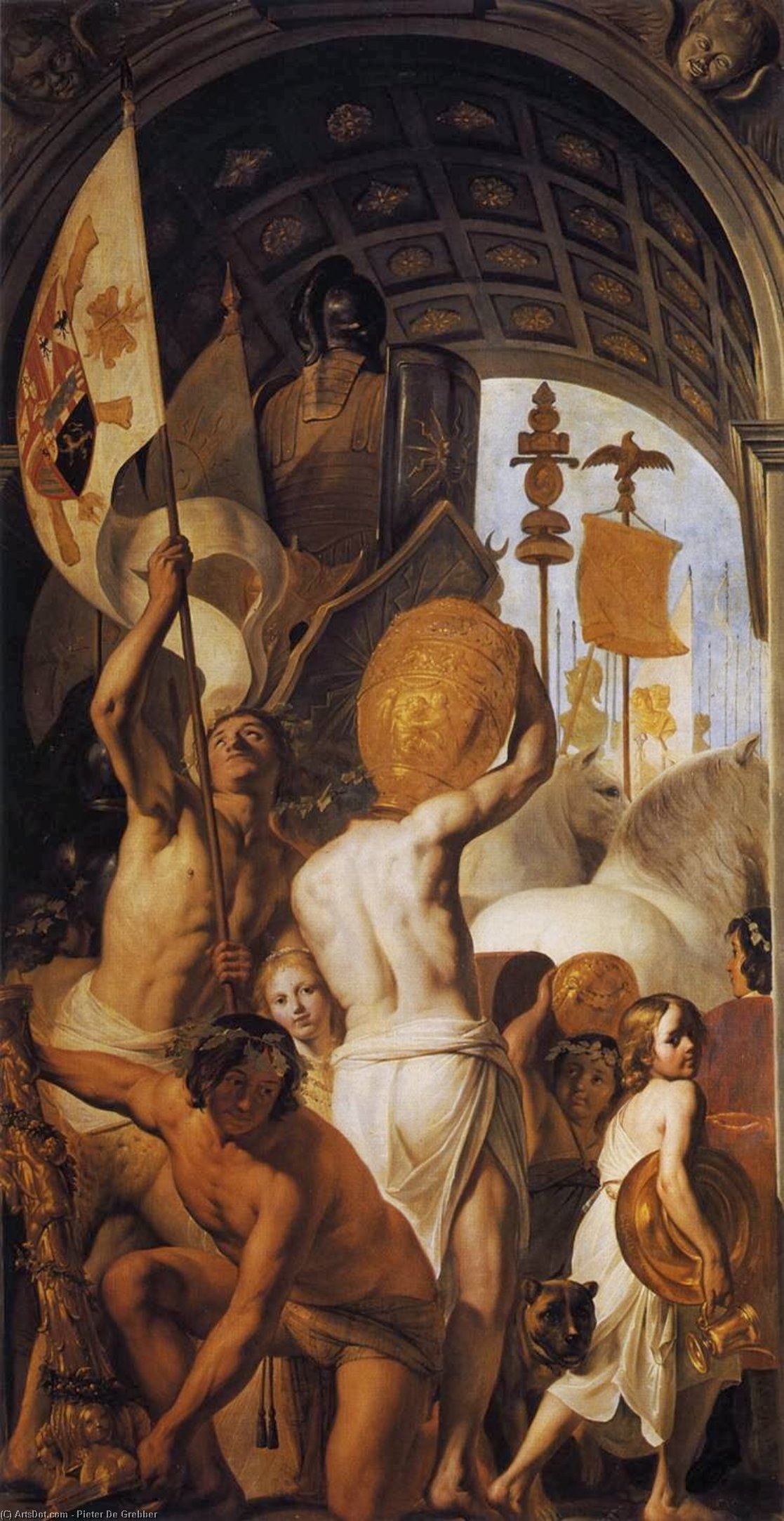 Triumphal Arch With Bearers Of The Spoils Of War — Pieter De Grebber
