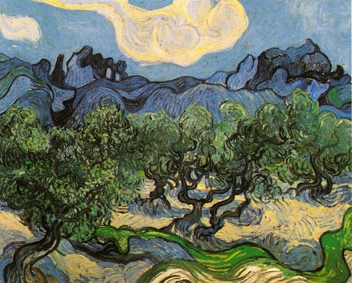 Olive Trees With The Alpilles In The Background — Vincent Willem Van Gogh