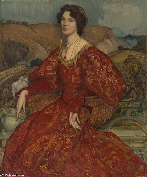 Sybil Waller In A Red And Gold Dress — George Washington Thomas Lambert