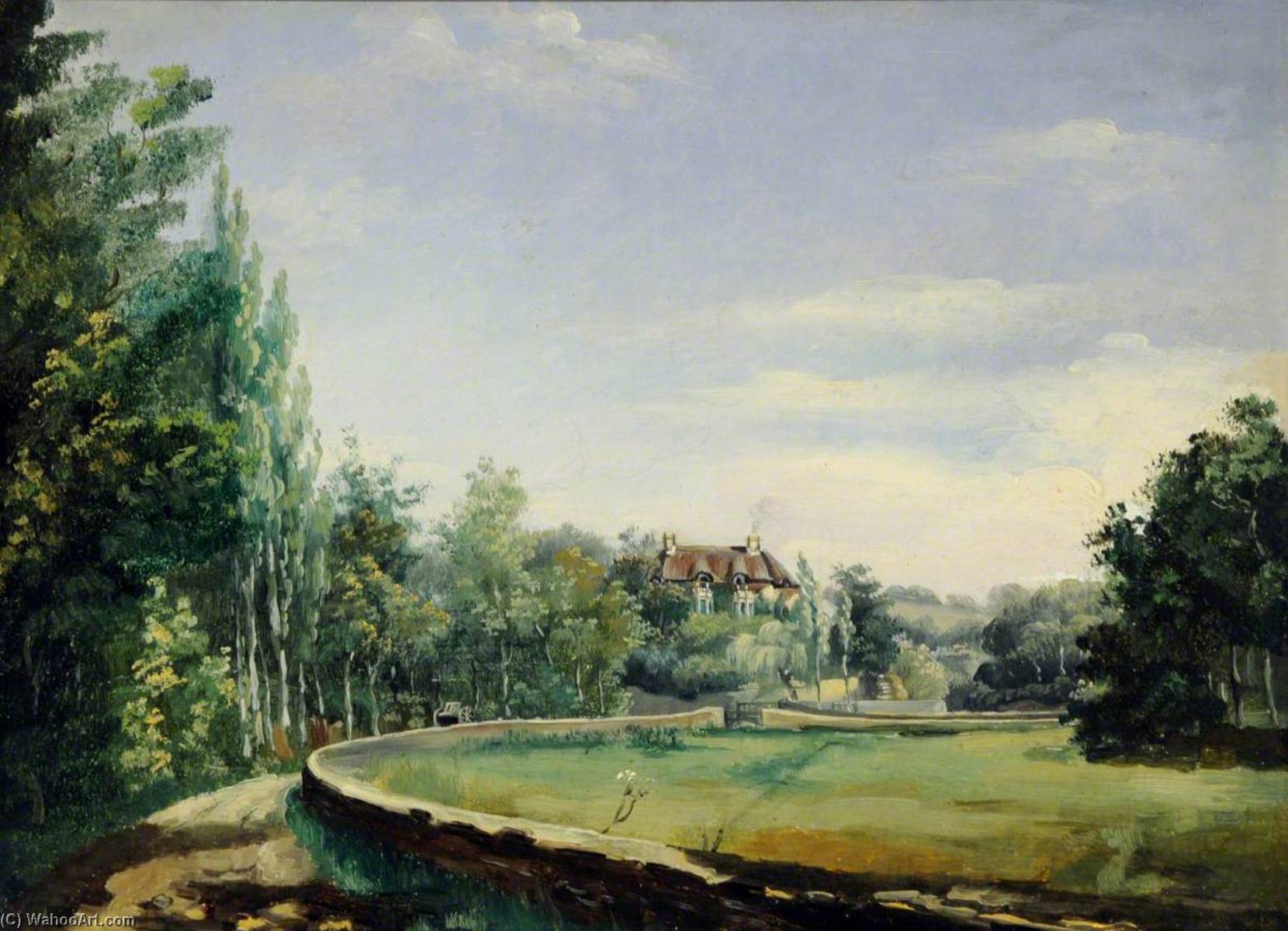 View Of A House Set In Gardens — Philip John Ouless