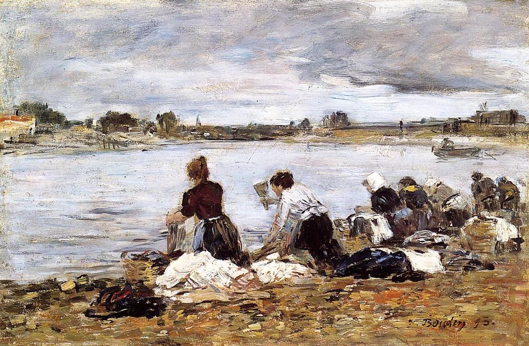 Laundresses On The Banks Of The Touques (14) — Eugène Louis Boudin