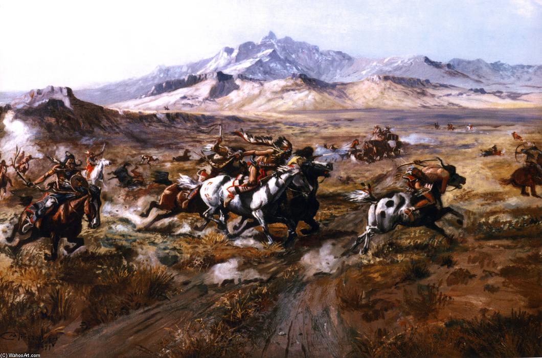 Stage Coach Attack — Charles Marion Russell