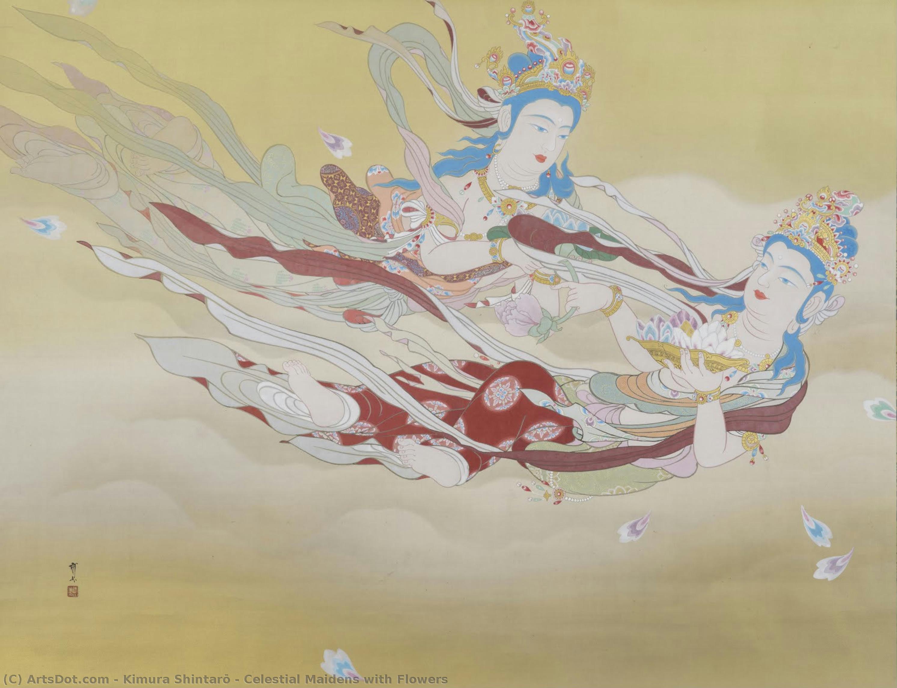 Celestial Maidens With Flowers — Kimura Shintarō