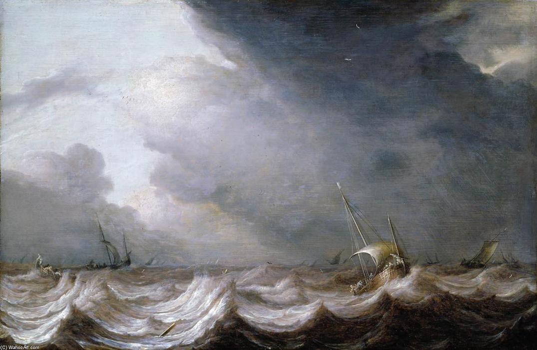 Dutch Vessels At Sea In Stormy Weather — Pieter The Elder Mulier