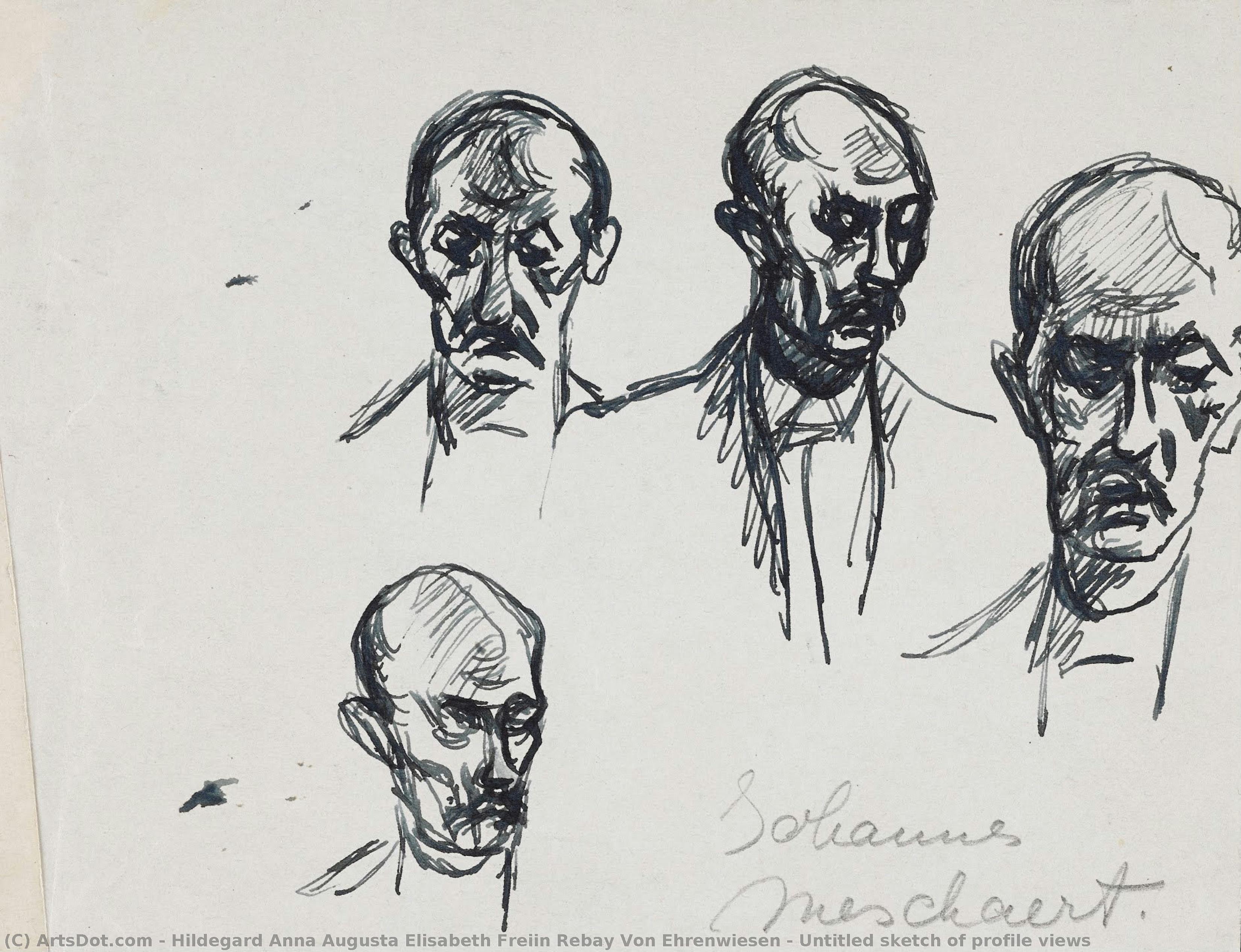 Untitled Sketch Of Profile Views — Hildegard Anna Augusta Elisabeth Freiin Rebay Von Ehrenwiesen