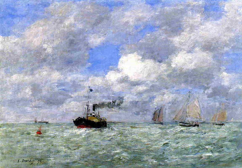 English Coal Ship In View Of Trouville — Eugène Louis Boudin