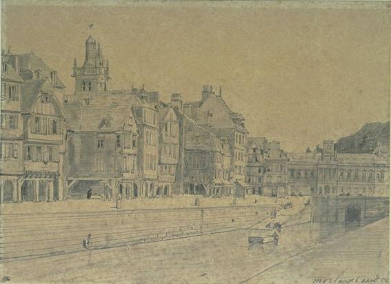Old Houses Along A Canal, Morlaix — Johan Barthold Jongkind