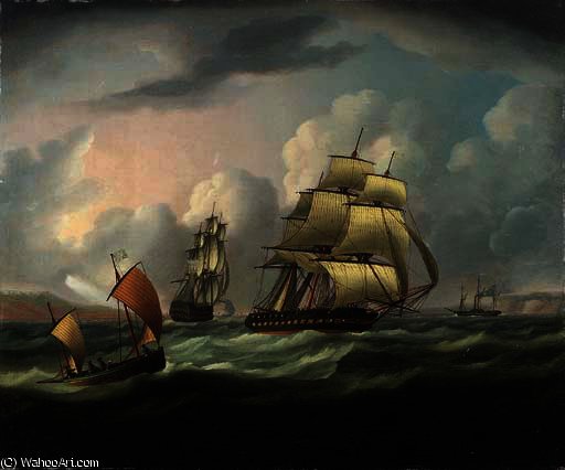 A British Frigate Preparing To Receive A Pilot — Thomas Buttersworth