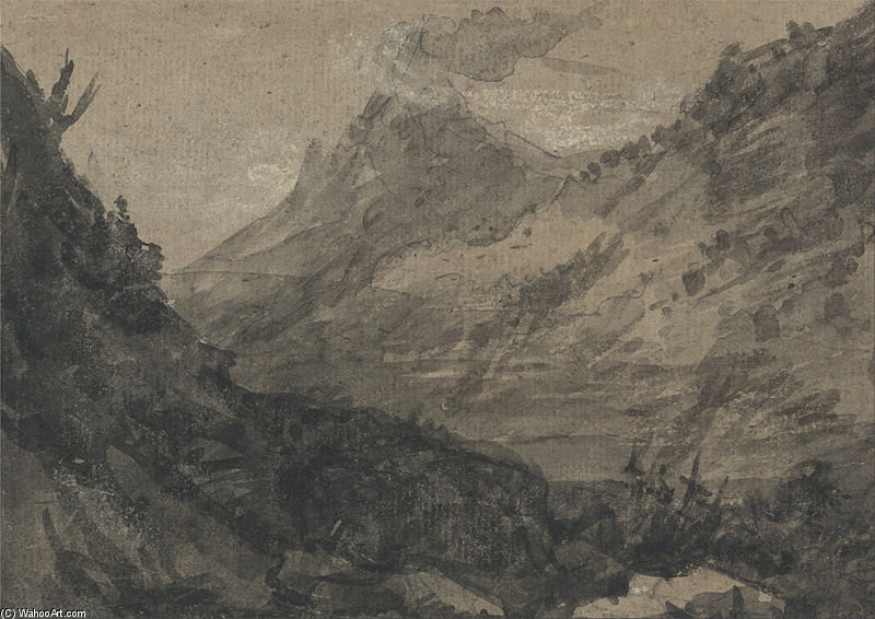 Mountainous Landscape - — Alexander Cozens