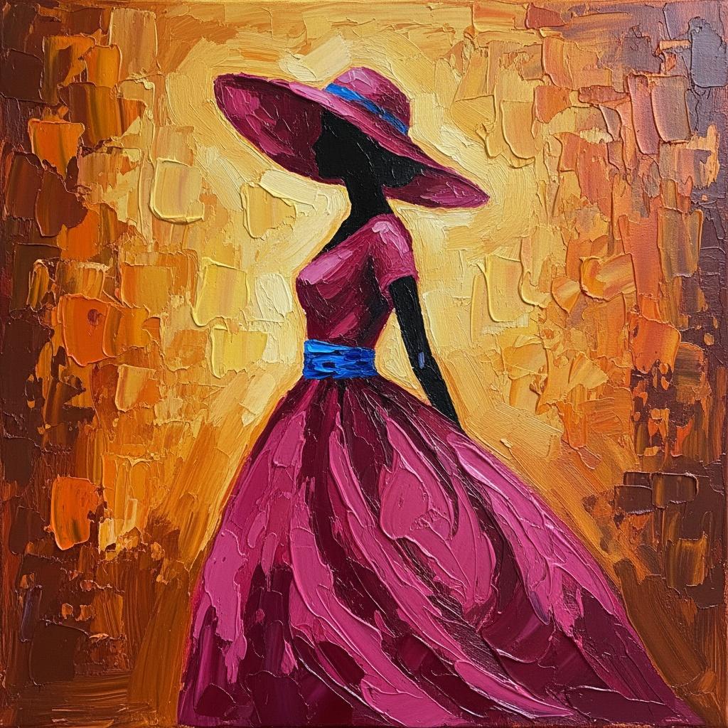 Strahlende Silhouette In Gold Und Magenta: Eine Monumentale Studie Expressiver Impasto-textur — Christian Noiret