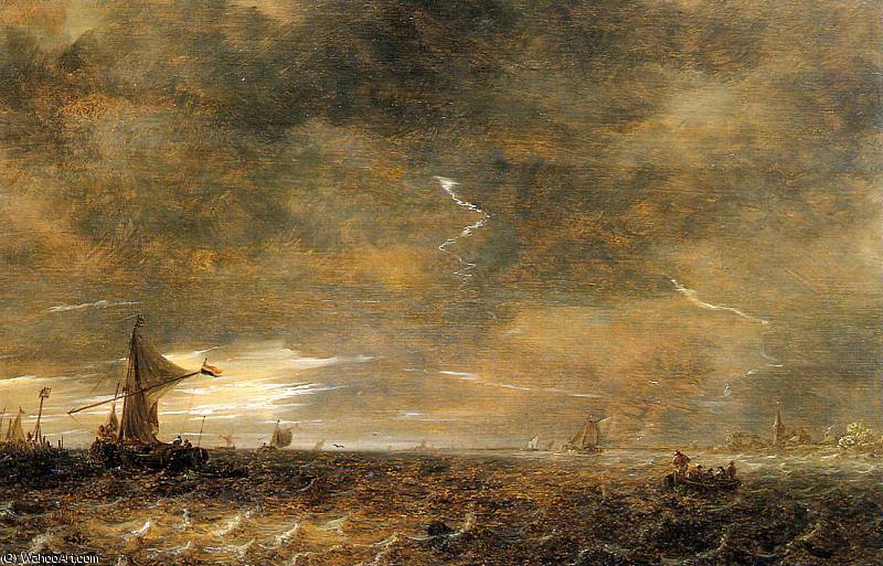 Sailing Boats In A Thunderstorm Sun — Jan Josephszoon Van Goyen
