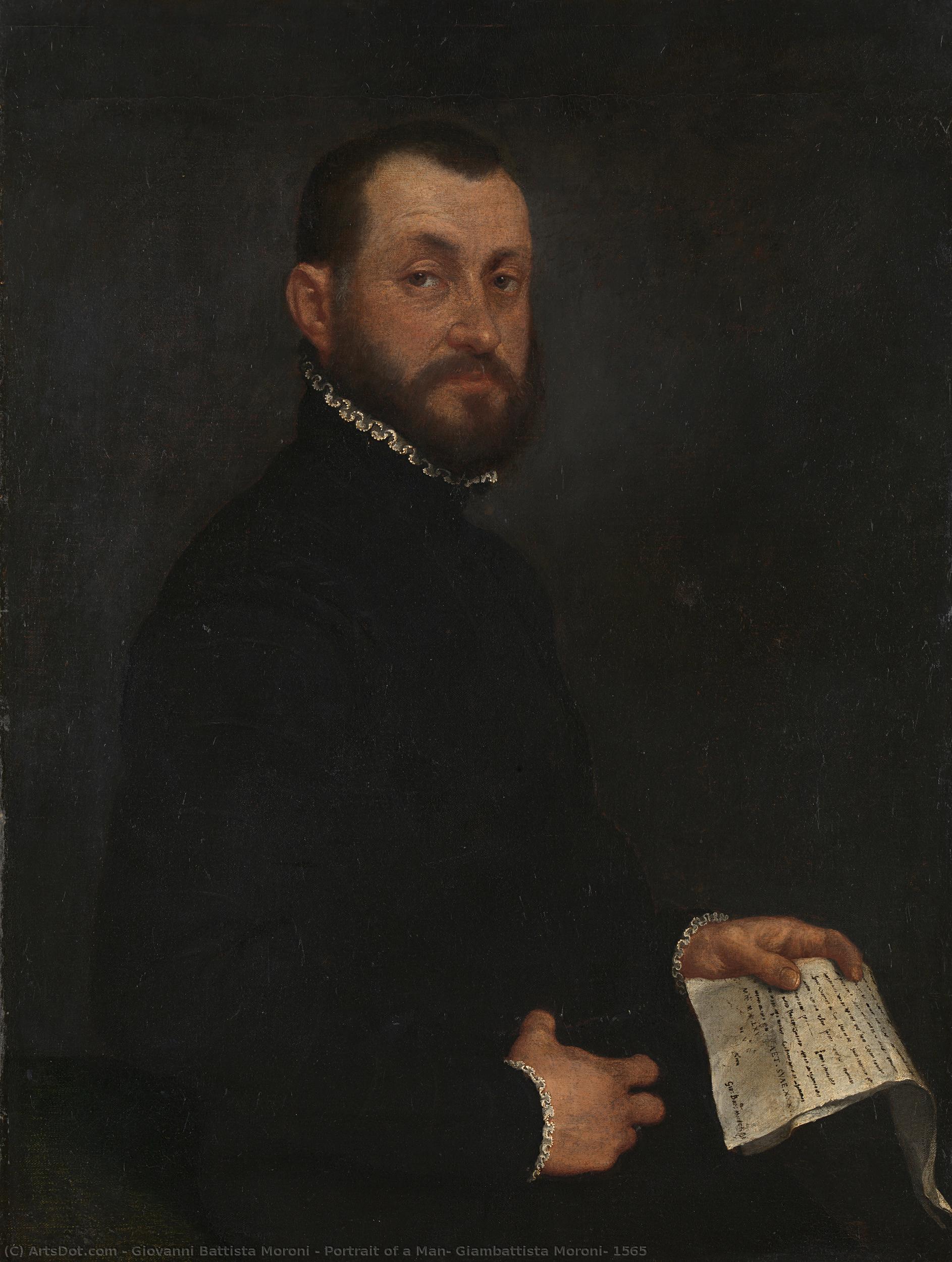 Portrait Of A Man, Giambattista Moroni, 1565 — Moroni, Giovanni Battista