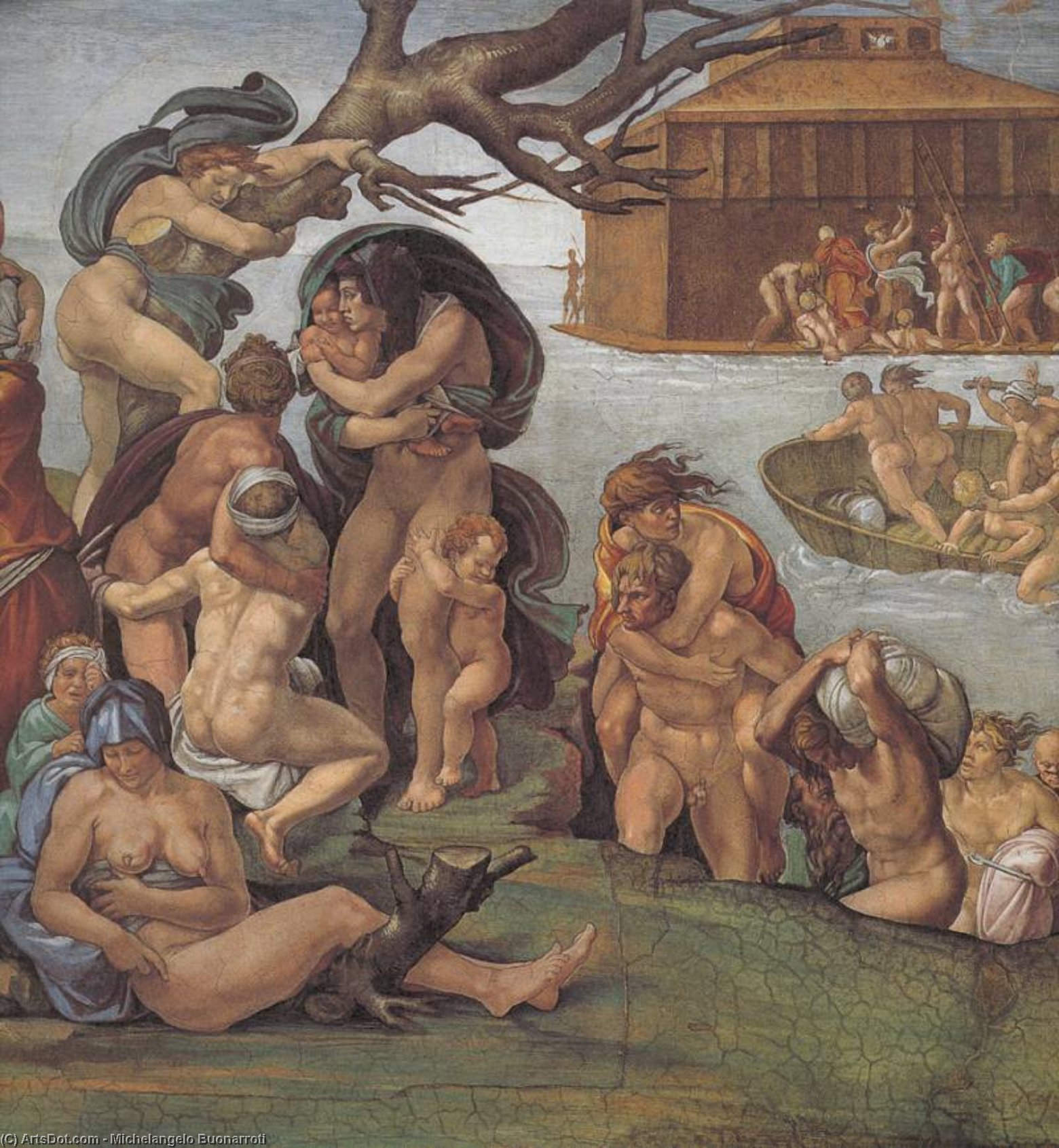 Sistine Chapel Ceiling Genesis Noah 7 9 The Flood (left View) — Mihailo Anđelo