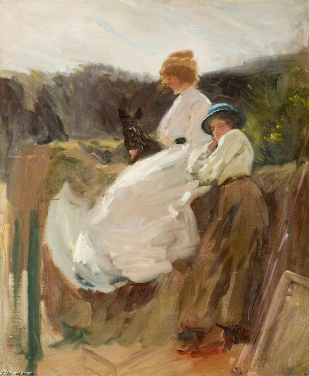 Dos Niñas Y Un Perro — Sir Alfred James Munnings