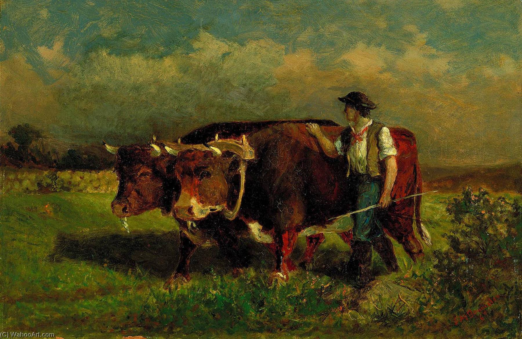 Untitled (man With Two Oxen) — Edvard Mičel Banister