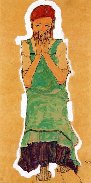 Girl With Green Pinafore — エゴン・シエレ