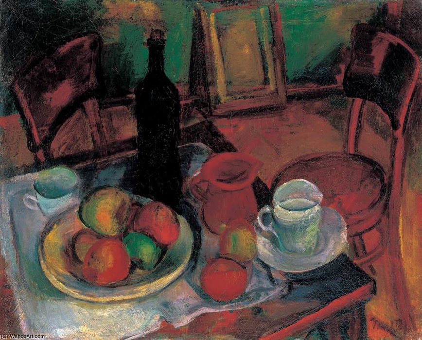 Still-life With Table And Chairs — Janos Kmetty