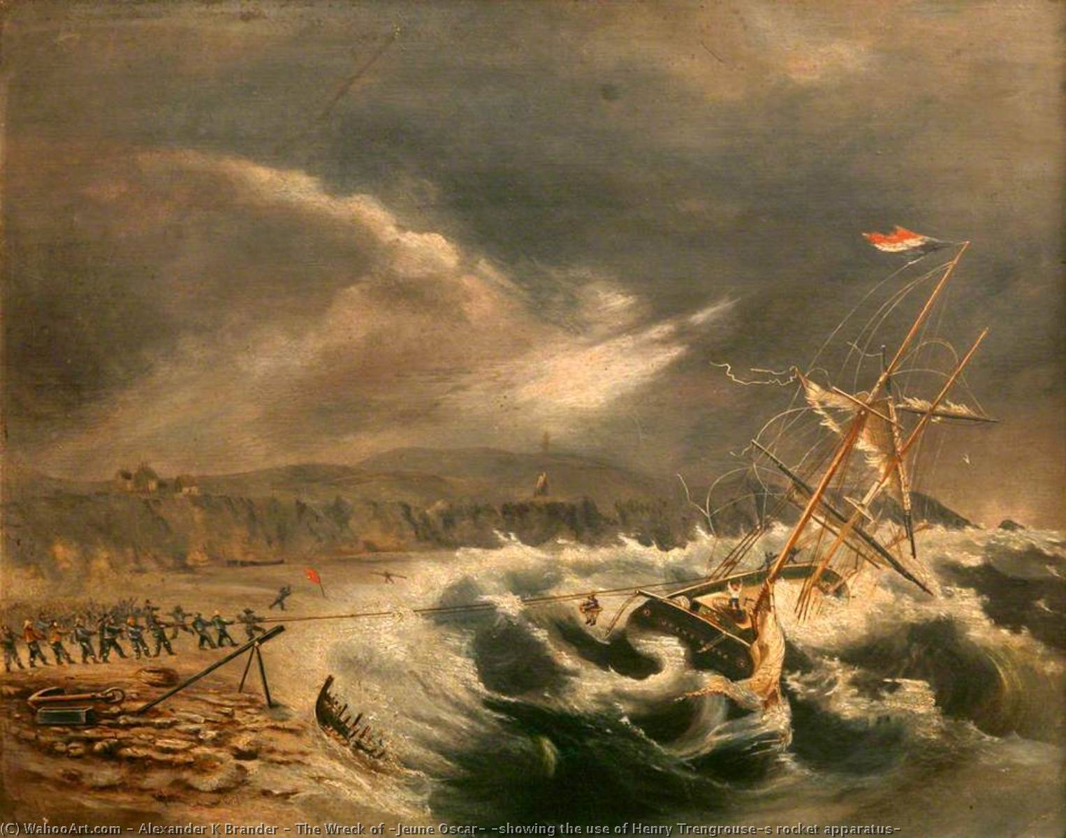 The Wreck Of 'jeune Oscar' (showing The Use Of Henry Trengrouse's Rocket Apparatus) — Alexander Kay Brander