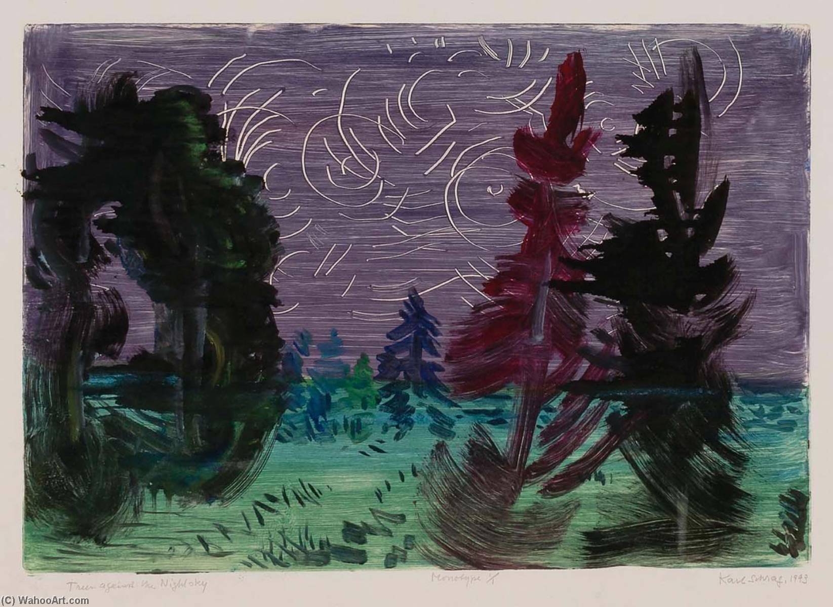Trees Against The Night Sky — Karl Schrag