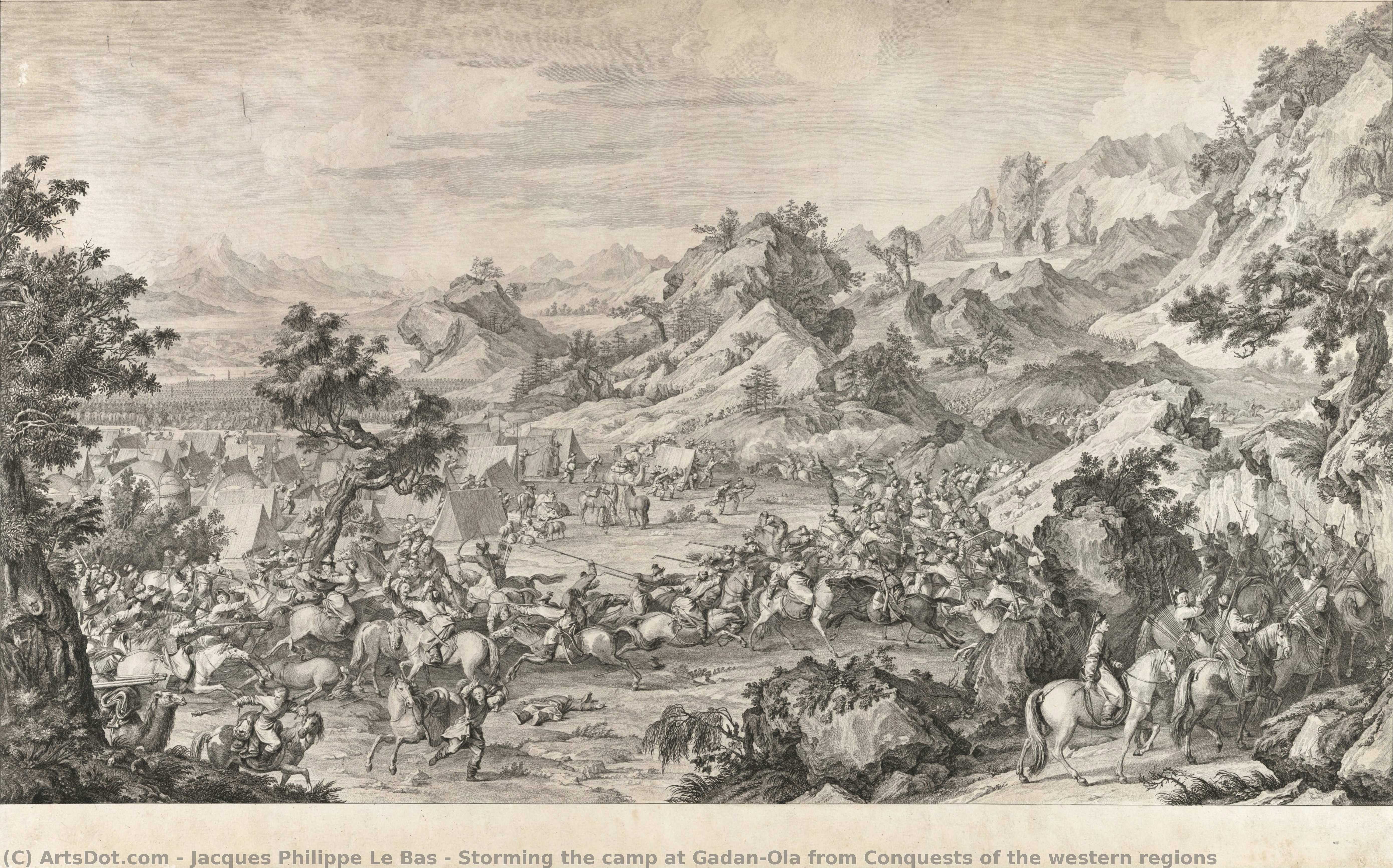 Storming The Camp At Gadan-ola From Conquests Of The Western Regions — Jacques Philippe Le Bas