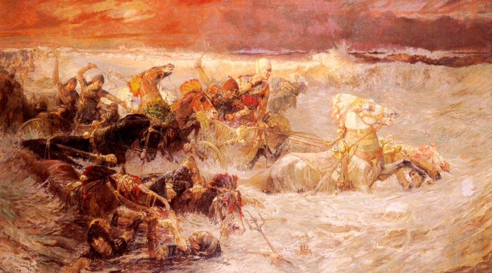 Pharaoh's Army Engulfed By The Red Sea — Frederick Arthur Bridgman