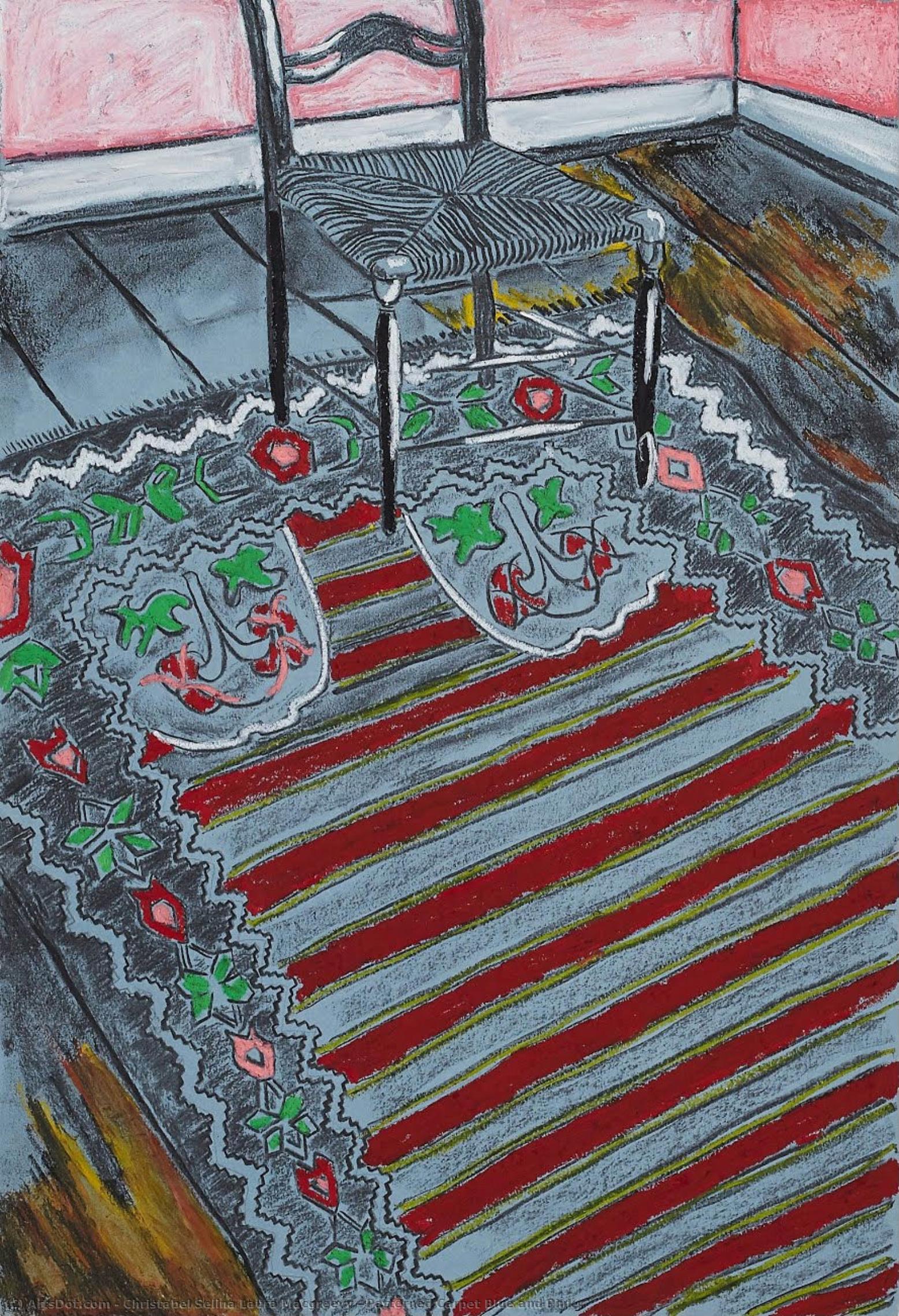 Patterned Carpet Blue And Pink — Christabel Selina Laura Macgreevy