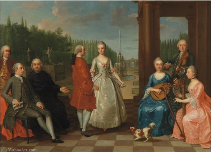 A Portrait Of Jacques-jean Cremers (1736-after And His Wife, Dancing, On A Garden Terrace Surrounded By Other Members Of The Family Playing Music (1803)) — Balthasar Beschey