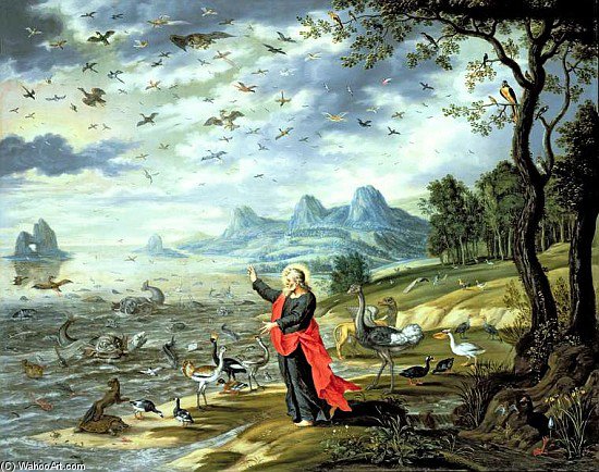 The Creation Of The Birds And Fishes (oil On Copper) — Isaac Van Oosten