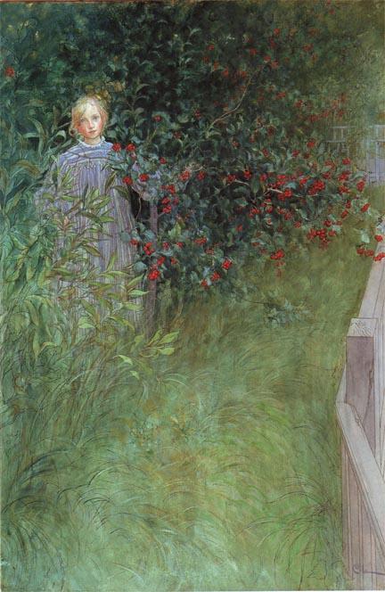 In The Hawthorn Hedge — Carl Larsson