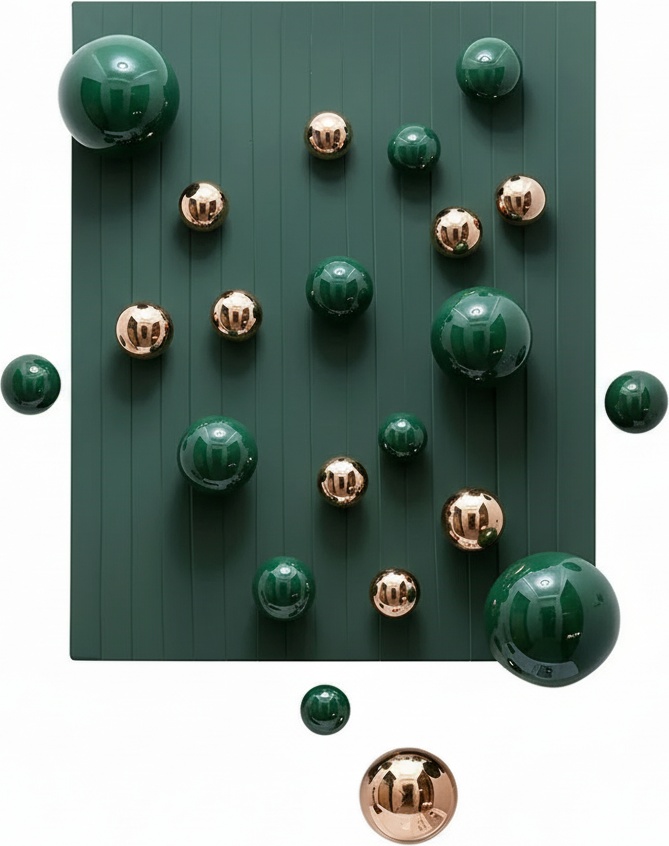 Handcrafted Ceramic Spheres For Unique Artistryintroduce Understated Elegance To Your Home With Our 'emerald Spheres' Decorative Wall Art. This Striking Composition Features An A