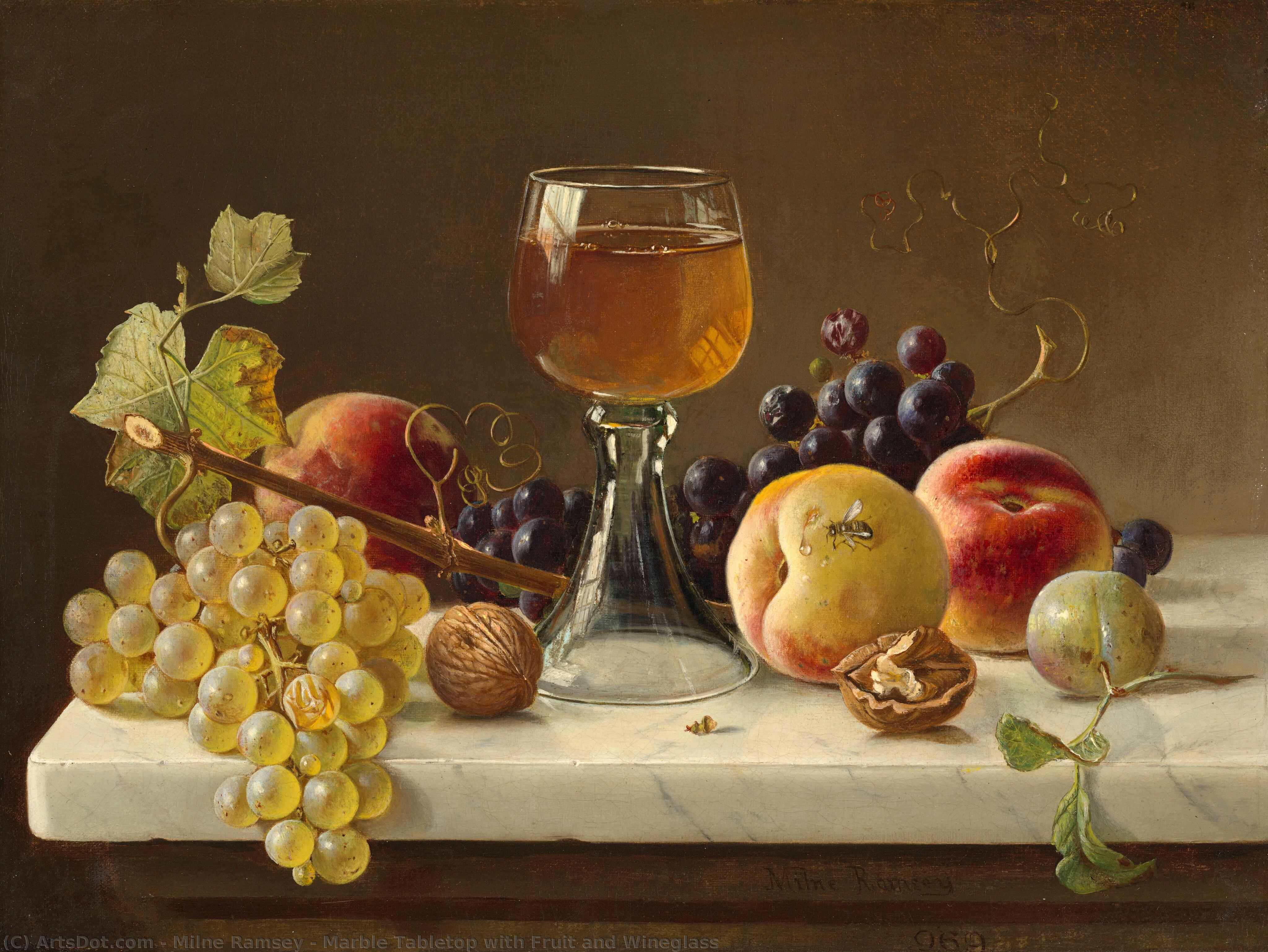 Marble Tabletop With Fruit And Wineglass — William Milne Ramsey