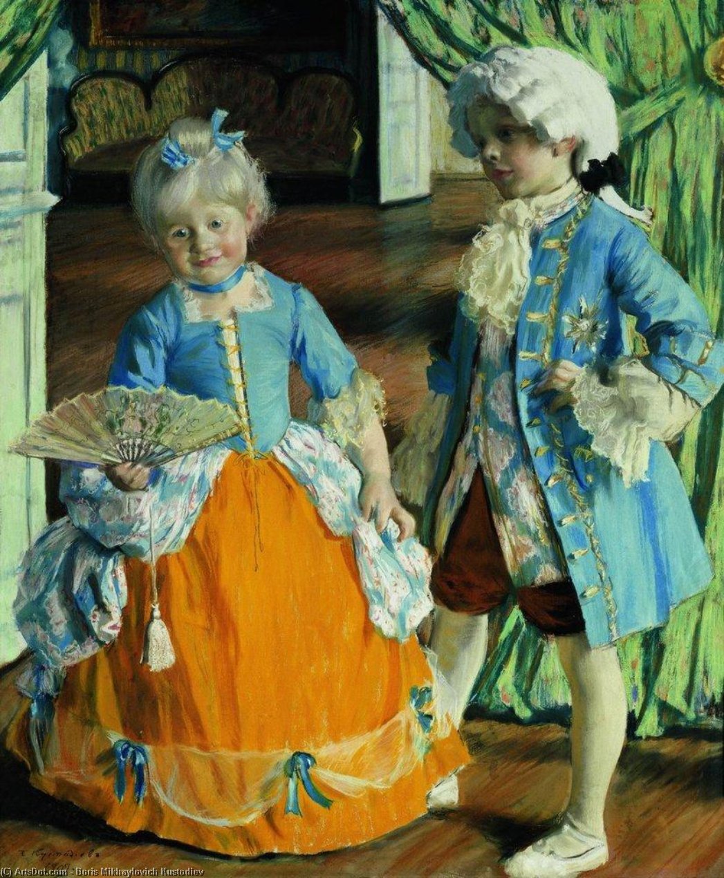 Children In The Costumes — Boris Mikhailovich Kustodiev